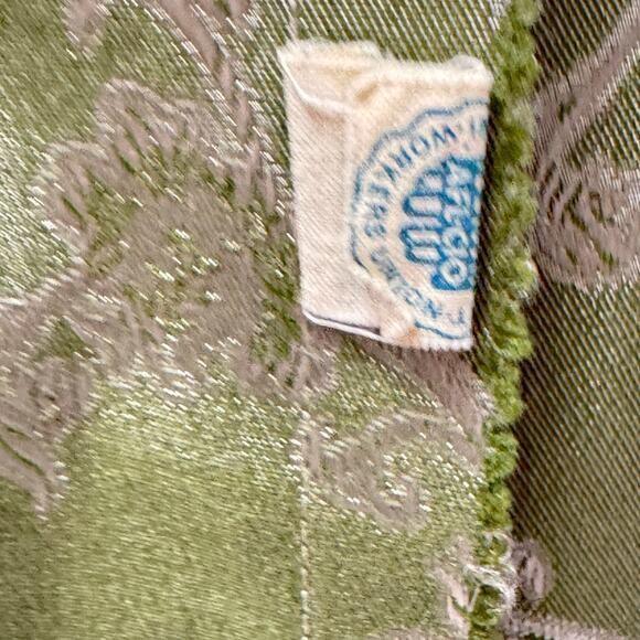 Vintage 1950s Leslie Fay Green Chinese Silk Brocade Dress Jacket Set 2pc Floral - Picture 12 of 16